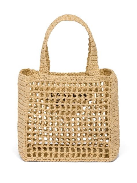 prada raffia mini tote|prada raffia tote small.